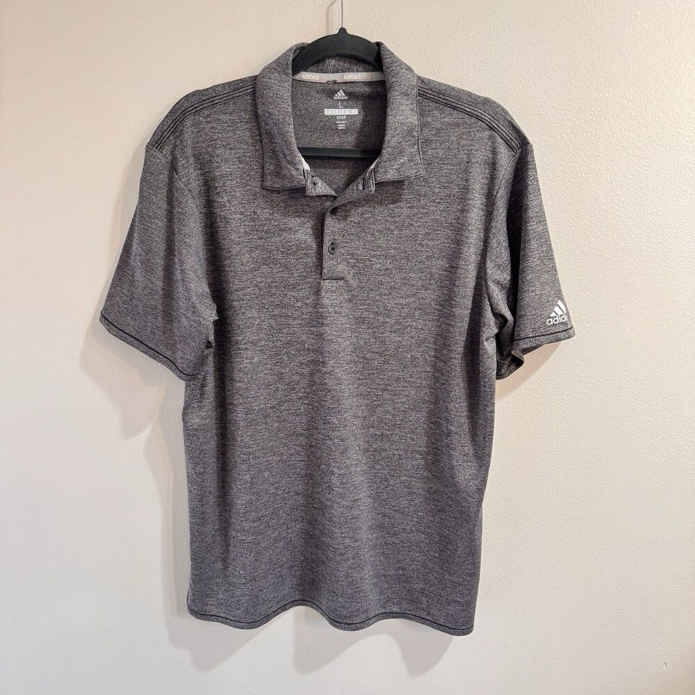 Adidas Golf Polo T-shirt Mens L Charcoal Gray Breathable Stretch Active